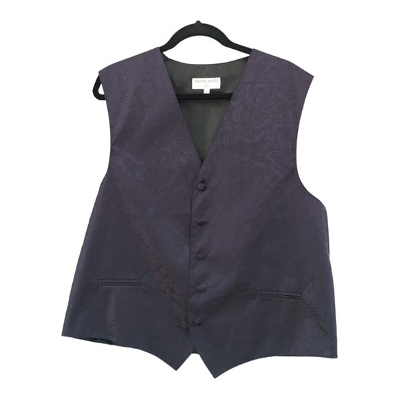 Vesuvio Napoli Dark Purple Paisley vest Size 2XL GUC - Picture 1 of 5
